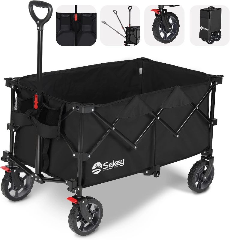 Photo 1 of 
Sekey Collapsible Foldable Wagon with 220lbs Weight Capacity, Heavy Duty Folding Utility Garden Cart 