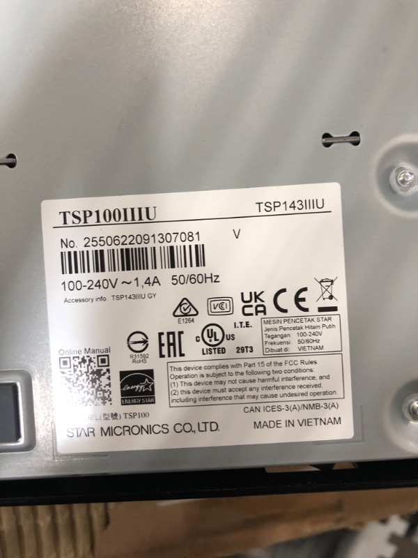 Photo 1 of Star TSP100III Barcode Label Printer
