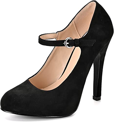 Photo 1 of READYSALTED Women's Ankle Strap Close Toe High Stiletto Platform Heel Pumps Party Dress Sexy High Heels(Mischa-BKSUE-US7) SIZE 7