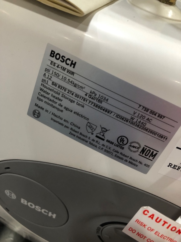 Photo 3 of ***ITEM IS USED***
Bosch Electric Mini-Tank Water Heater Tronic 3000 T 4-Gallon (ES4) - Eliminate Time for Hot Water - Shelf, Wall or Floor Mounted 4 Gallon