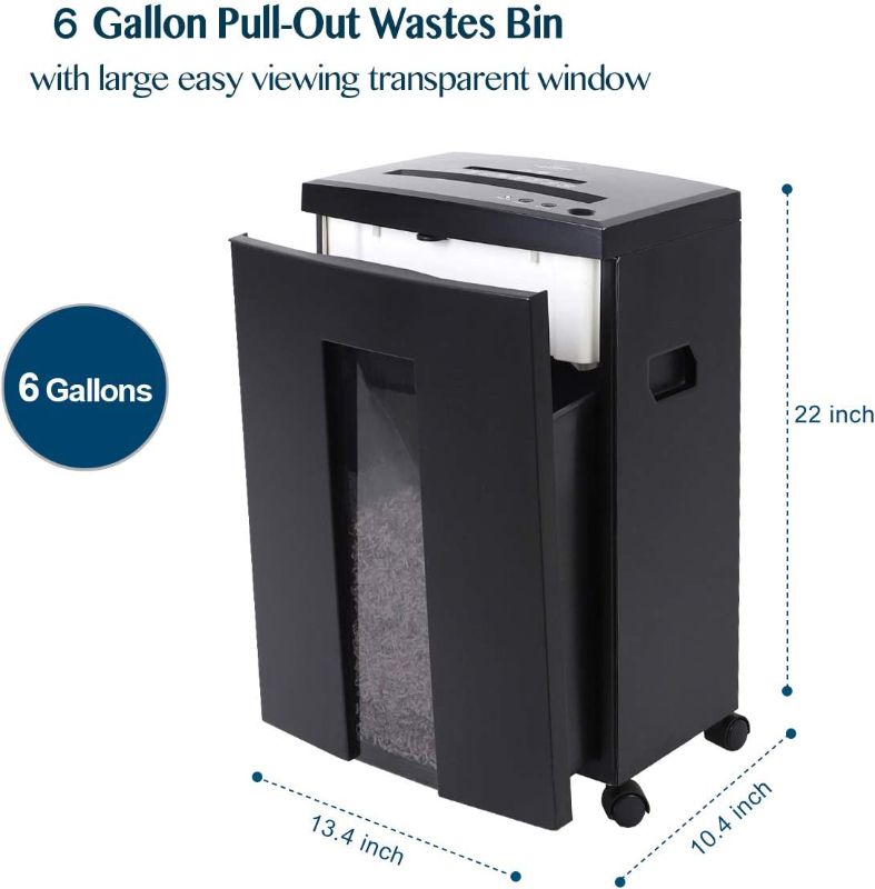Photo 1 of WOLVERINE 18-Sheet 60 Mins Running Time Cross Cut High Security Level P-4 Heavy Duty Paper/CD/Card Ultra Quiet Shredder for Home Office with 6 Gallons Pullout Waste Bin SD9113(Black ETL)