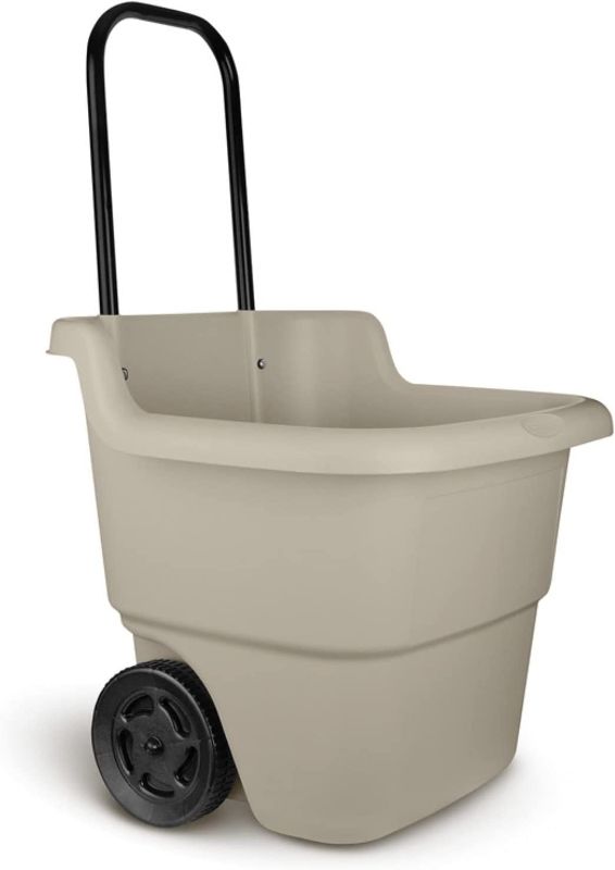 Photo 1 of 15 Gallon Resin Rolling Lawn and Utility Cart with Retractable Handle
