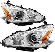 Photo 1 of **New!* ADCARLIGHTS 2013 2014 2015 Nissan Altima Headlight Assembly for 2013-2015 Nissan Altima Only fit 4Door Clear Lens Chrome Housing with Amber Reflector Headlamp Replacement Left and Right Pair
