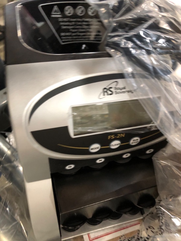 Photo 2 of Royal Sovereign 2 Row Electric Coin Counter/Sorter with Patented Anti-Jam Technology and Digital Counting Display (FS-2N), Black/Silver