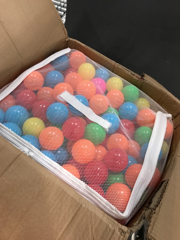 Photo 2 of Amazon Basics BPA Free Crush-Proof Plastic Ball Pit Balls with Storage Bag, Toddlers Kids 12+ Months, 6 Bright Colors - Pack of 400 6 Bright Colors 400 Balls