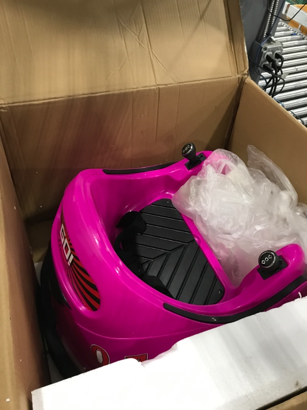 Photo 2 of ***SEE NOTES***The Bubble Factory Electric Kids Bumper car in Pink with Light and Music Including Remote Control and Extra Sticker Set to Customize The Bumper car.