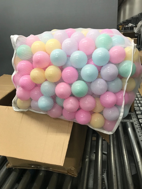 Photo 2 of Amazon Basics BPA Free Crush-Proof Plastic Ball Pit Balls with Storage Bag, Toddlers Kids 12+ Months, 6 Pastel Colors - Pack of 400 6 Pastel Colors 400 Balls