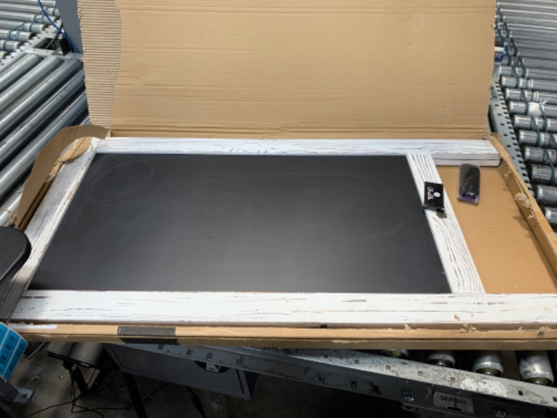 Photo 2 of Used/ minor scratches *** Rustic Vintage Wooden Whitewashed Magnetic A-Frame Chalkboard / Sidewalk Chalkboard Sign / Large 40" x 20" Sturdy Sandwich Board / A Frame Restaurant Message Board Display (Classic) 2- Whitewashed 20" x 40" Classic