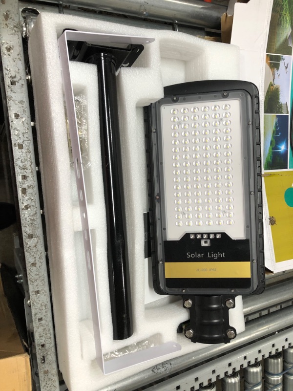 Photo 1 of 200W Solar Street Lights Outdoor Lamp, 10000lm Dusk to Dawn IP67 Security Led Flood Light with Remote Control Mounting Pole and Bracket Garden, Street, Court, Parking Lot