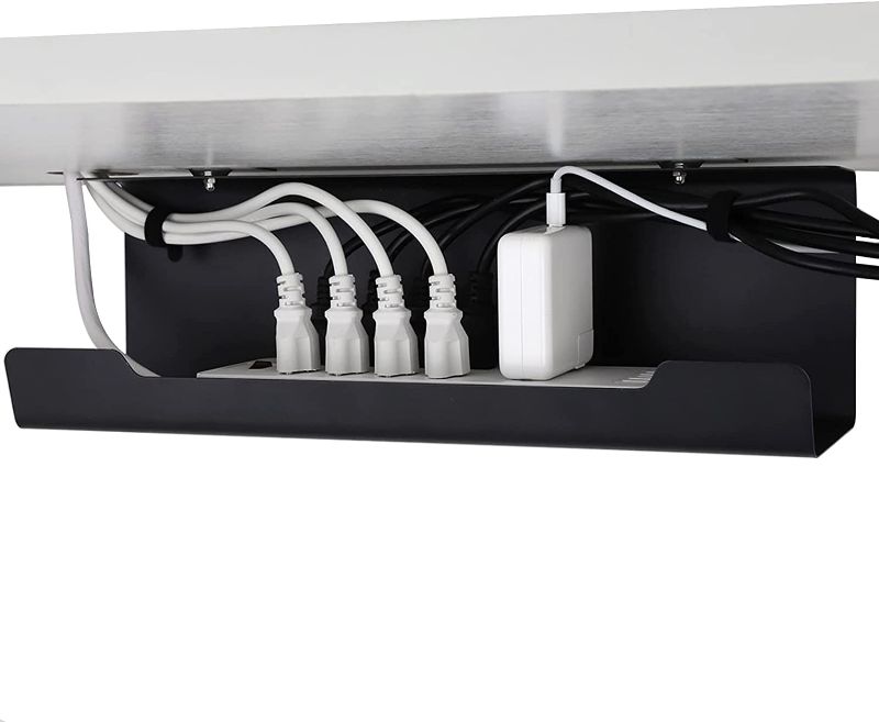 Photo 1 of VIDOR Under Desk Cable Management Tray 17" Cord Management Tray,No Drill Alloy Steel Desk Cable Organizers,Perfect for Standing Desk Cable Management Tray,Wire Management Tray for Office Home
