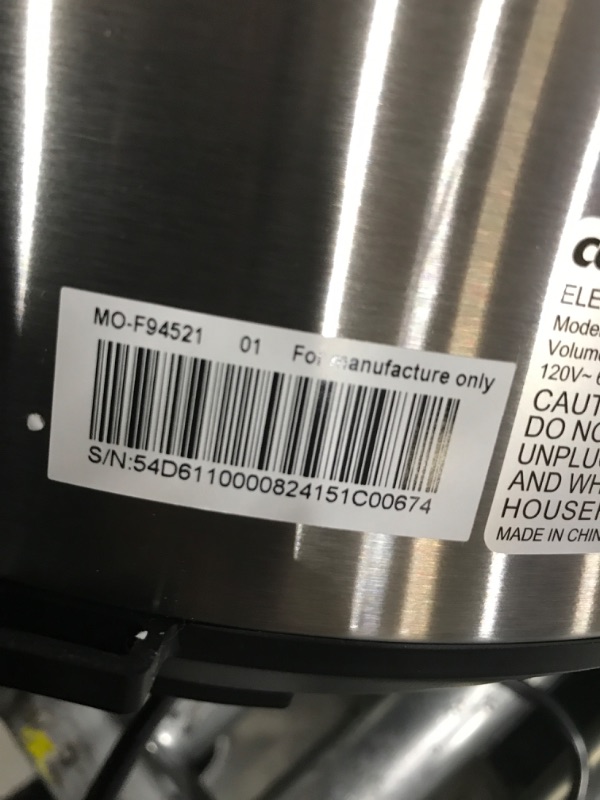 Photo 4 of **DENTED**COMFEE’ 6 Quart Pressure Cooker 12-in-1 & Rice Cooker, 8-in-1 Stainless Steel Multi Cooker, Slow Cooker, Steamer, Saute, and Warmer, 5.2 QT, 20 Cups Cooked(10 Cups Uncooked) Pressure Cooker + Rice Cooker, 8-in-1