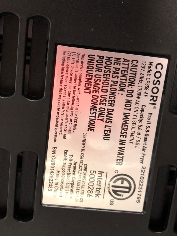 Photo 4 of COSORI Pro II Air Fryer Oven Combo, 5.8QT Max Xl Large Cooker with 12 One-Touch Savable Custom Functions, Cookbook and Online Recipes, Nonstick and Dishwasher-Safe Detachable Square Basket Pro ? BLACK