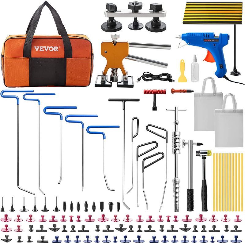 Photo 1 of VEVOR Paintless Dent Removal Rods, 89 PCS Paintless Dent Repair Tools, Golden Lifter Puller Car Dent Repair Kit, Glue Puller Tabs Dent Puller Kit for Auto Dent Removal, Minor Dents, Door Dings
