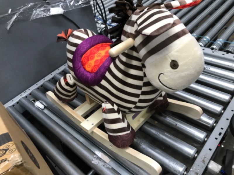 Photo 2 of B. toys by Battat Kazoo Wooden Rocking Zebra – Rodeo Rocker – Plush Ride On Zebra Rocking Horse for Toddlers and Babies 18m+, B. Rocking Zebra , White Kazoo the Zebra!