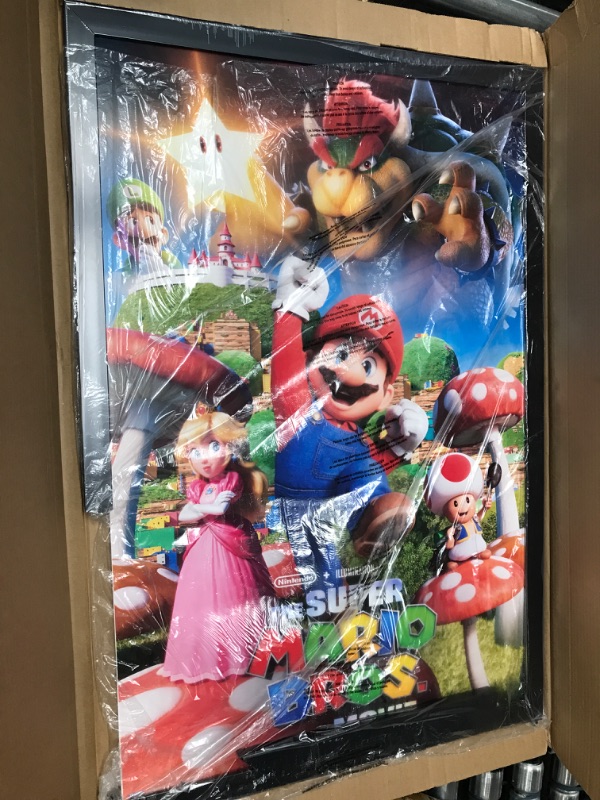 Photo 2 of ***Slight damage to frame due to shipping and handling.*** 
Trends International The Super Mario Bros. Movie - Mushroom Kingdom Key Art Wall Poster