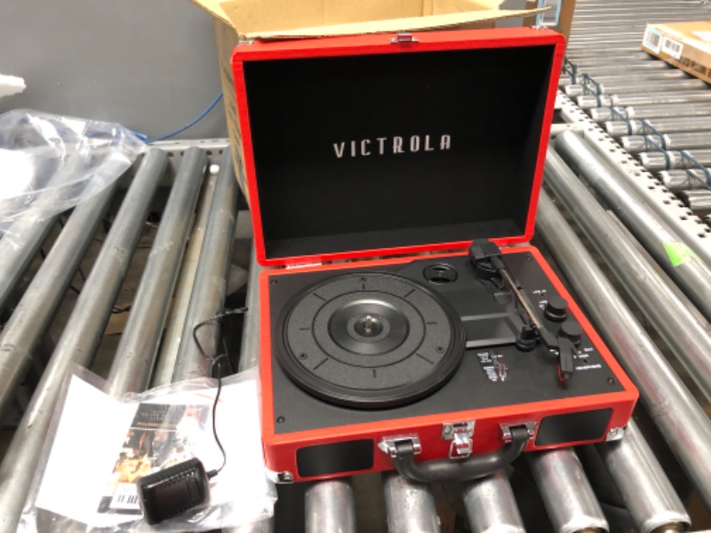 Photo 1 of Victrola Vintage 3-Speed Bluetooth Portable Suitcase Record Player with Built-in Speakers | Upgraded Turntable Audio Sound| Includes Extra Stylus | Red, 1SFA (VSC-550BT-RD)
