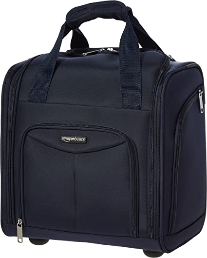 Photo 1 of Amazon Basics Underseat Carry-On Rolling Travel Luggage Bag, 14 Inches, Navy Blue
