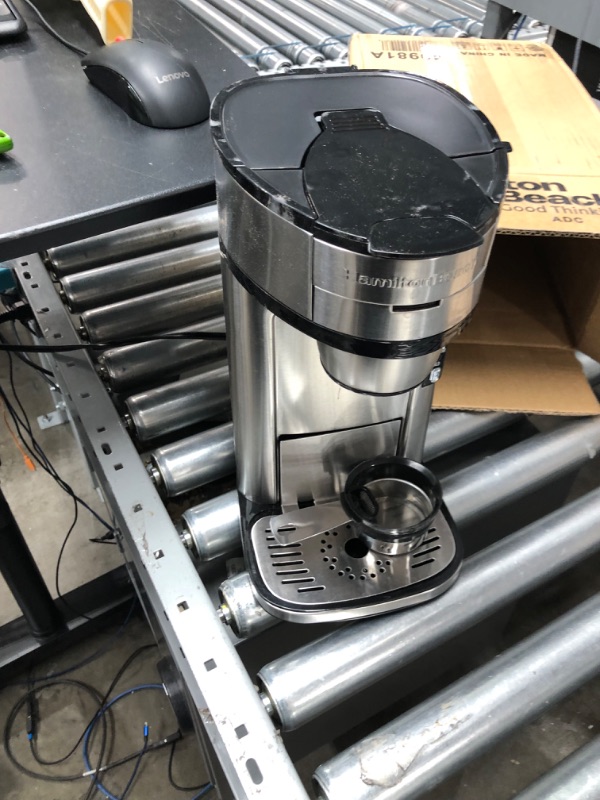 Photo 4 of ***MISSING PARTS***Hamilton Beach Single Serve Scoop Coffee Maker, 14oz, Stainless Steel (49981) (Discontinued)
