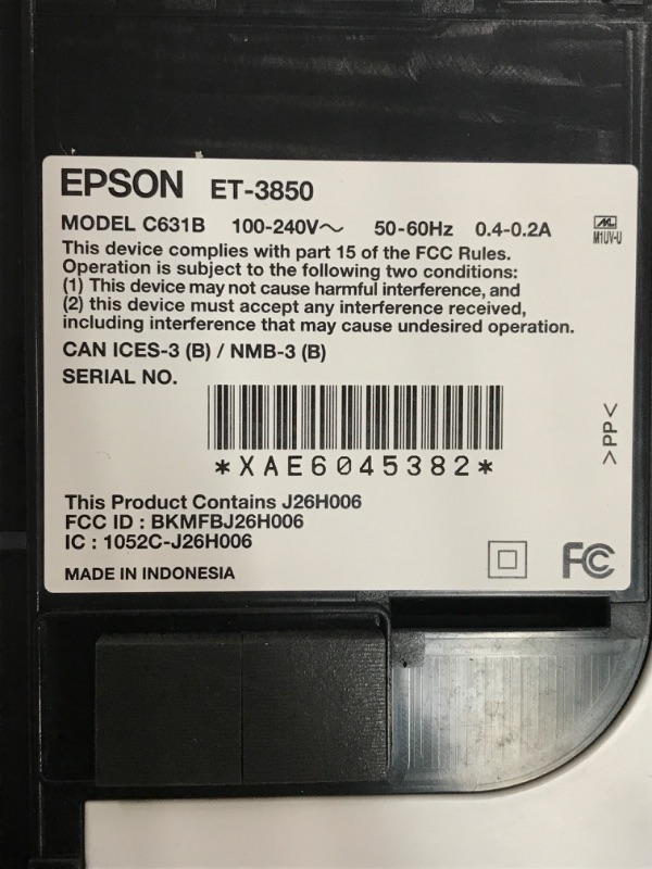 Photo 4 of NON FUNCTIONAL****SOLD FOR PARTS****
Epson EcoTank ET-3850 Wireless Color All-in-One Cartridge-Free Supertank Printer with Scanner, Copier, ADF and Ethernet 