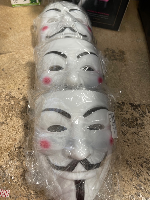 Photo 2 of bundle of 3- Miuion Guy Fawkes Mask -V for Vendetta? Anonymous Guy Cosplay Party Mask for Halloween?6 Pack? White