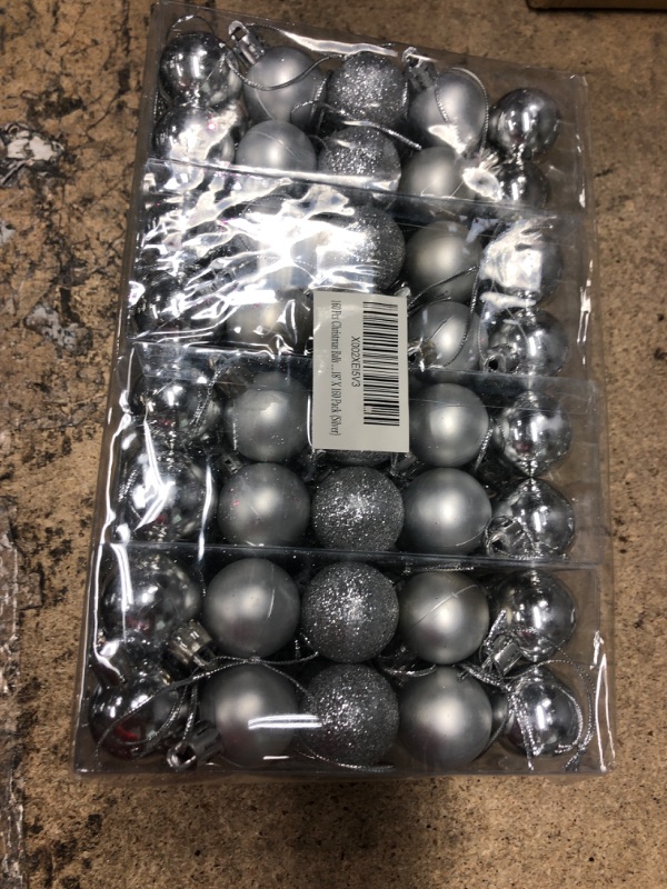 Photo 2 of 160 Pcs Christmas Balls Ornaments for Xmas Tree - Shatterproof Christmas Tree Decorations Small Hanging Ball 1.18" X 160 Pack (Silver)