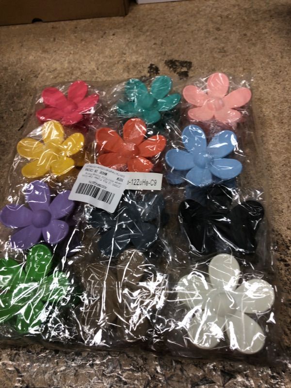 Photo 1 of 12 Pcs Flower Claw Clips Large Anti-Slip Strong Fixing Plastic Hair Clips for Women Thick Hair 12 Colors Cute Claw Clips Matte Flower Hair Clips for Ladies Girls Thin Hair Accessories C9