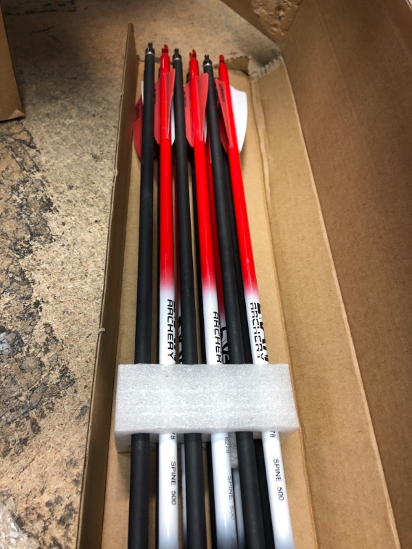 View 2 of LWANO Carbon Arrow Archery 30inch Hunting Target Practice Arrows for Compound & Recurve Bow Spine 500 with Removable Tips (Pack of 12) Red 31Inch