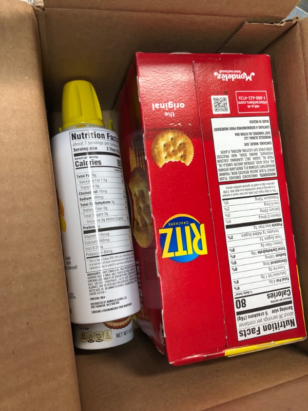 Photo 2 of **EXPIRES MARCH 2023** RITZ Original Crackers and Easy Cheese Cheddar Snack Variety Pack, 1 Family Size Box & 2 Cans
