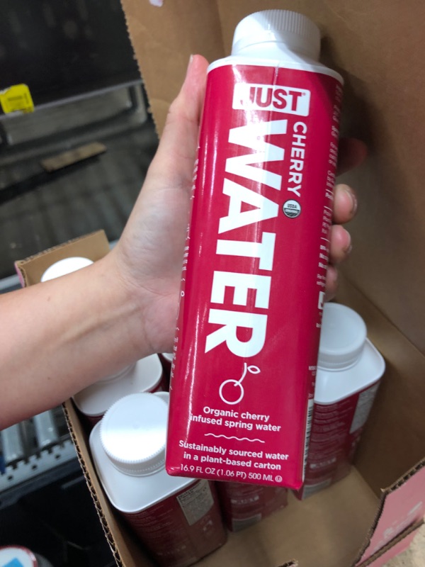 Photo 3 of **EXPIRES NOV2022* Just Water Infused - Cherry Flavored Spring Water - Eco-Friendly and Sustainable, Boxed Bottled Water - Low Calorie Beverage with No Artificial