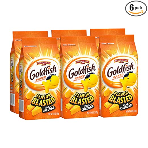 Photo 1 of **EXPIRES 03/19/2023** Goldfish Flavor Blasted Xtra Cheddar Cheese Crackers, Baked Snack Crackers, 6.6 oz Bag (Pack of 6)
