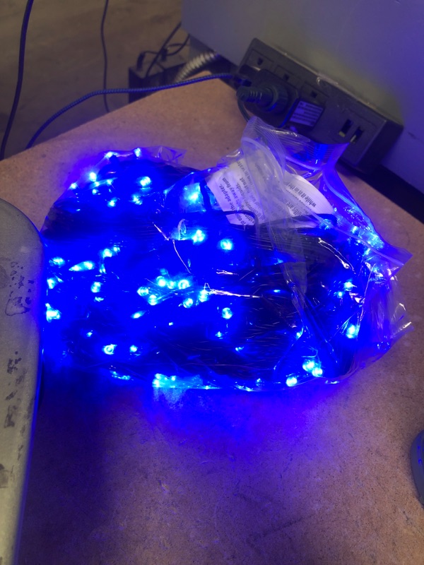 Photo 2 of ***POWERS ON*** 300 LED 114.9FT Blue Christmas Lights with 8 Lighting Modes, Connectable 4th of July Blue String Lights, Fairy Twinkle Lights for Indoor Outdoor, Garden, Patio, Wedding, Party Holiday Decoration