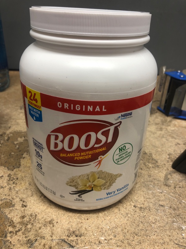 Photo 2 of ***EXP DEC 07 2022*** BOOST Original Balanced Nutritional Powder Drink Mix with 10g Protein and 25 Vitamins & Minerals, Very Vanilla, 14.6 Ounce