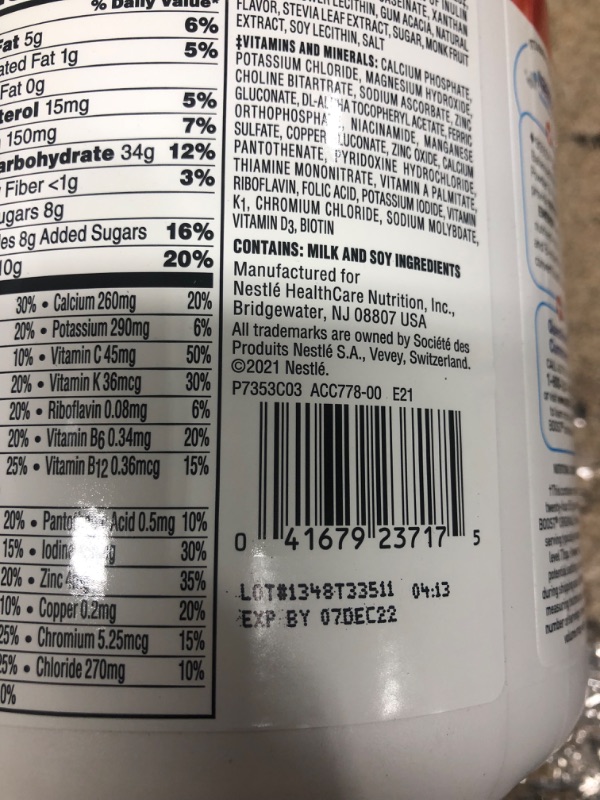 Photo 3 of ***EXP DEC 07 2022*** BOOST Original Balanced Nutritional Powder Drink Mix with 10g Protein and 25 Vitamins & Minerals, Very Vanilla, 14.6 Ounce