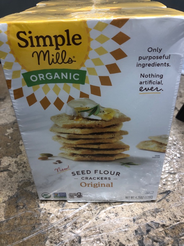 Photo 3 of *** EXP 10/02/2022*** Simple Mills Organic Seed Crackers, Original - Gluten Free, Vegan, Healthy Snacks, Paleo Friendly, 4.25 Ounce (Pack of 3) Original 4.25 Ounce (Pack of 3)