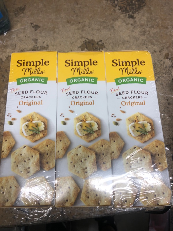 Photo 2 of *** EXP 10/02/2022*** Simple Mills Organic Seed Crackers, Original - Gluten Free, Vegan, Healthy Snacks, Paleo Friendly, 4.25 Ounce (Pack of 3) Original 4.25 Ounce (Pack of 3)