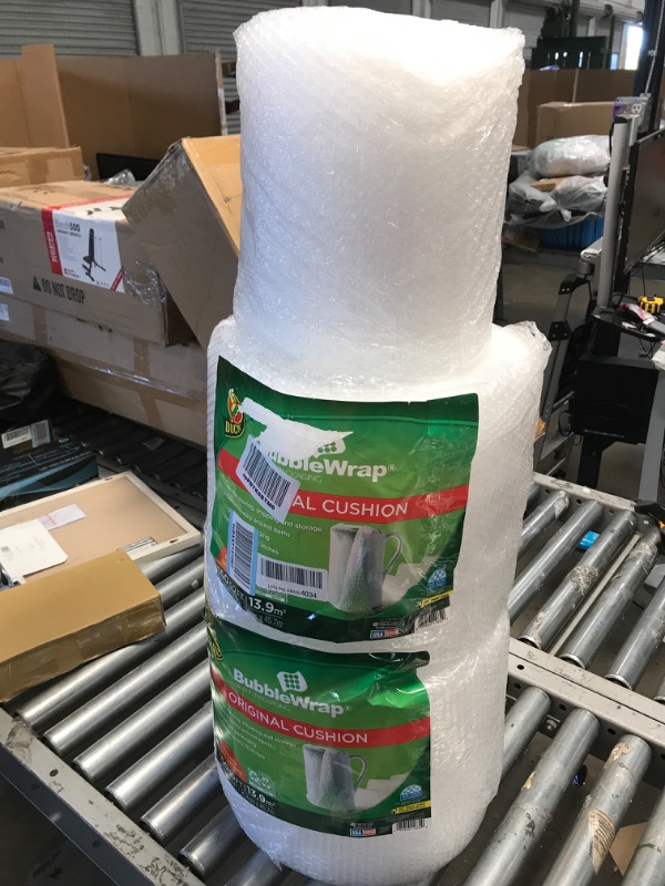 Photo 2 of Duck Brand Bubble Wrap Roll, 12" x 600', Original Bubble Cushioning for Packing, Shipping, Mailing and Moving, Perforated Every 12" (286837) 12 in. x 600 ft.