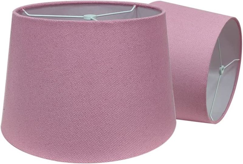 Photo 1 of TOOTOO STAR Double 7x14x9" Fabric Natural Linen Cone Barrel Hand Craft Medium Lamp Shade Set of 2, Lampshade for Floor Table Lamp,Spider for Lamp has Harp (pink)