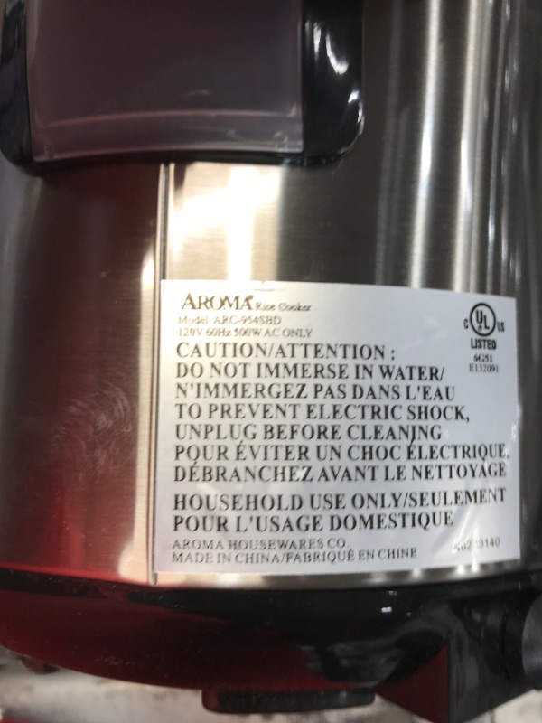 Photo 2 of Aroma Housewares ARC-994SB Rice & Grain Cooker Slow Cook, Steam, Oatmeal, Risotto, 8-cup cooked/4-cup uncooked/2Qt, Stainless Steel
*******NONEFUNCTIONAL NEEDS REPAIR*****
