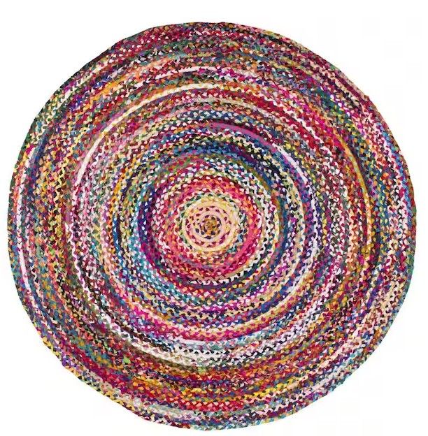 Photo 1 of Tammara Colorful Braided Multi 6 ft. Round Rug
