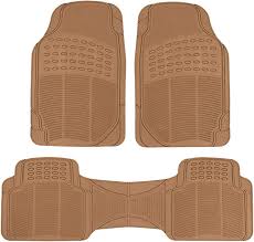 Photo 1 of 3pc Heavy Duty Front & Rear Rubber Floor Mats for Car SUV Van & Truck, All Weather Protection Universal Fit, Beige