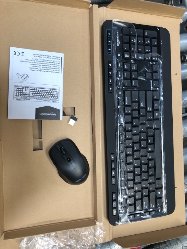 Photo 2 of Amazon Basics Wireless Full Size Computer Keyboard and Mouse Combo, US Layout (QWERTY)