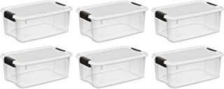 Photo 1 of Sterilite 18 Quart Clear Plastic Stackable Storage Container Bin Box Tote with White Latching Lid Organizing Solution for Home & Classroom, 6 Pack
