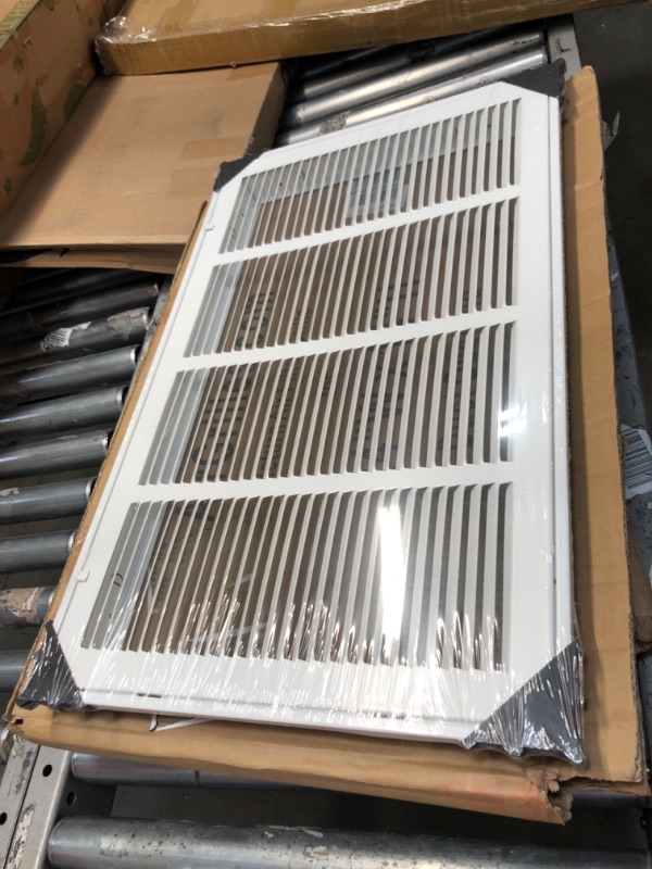 Photo 2 of 24"W x 14"H [Duct Opening Size] Steel Return Air Grille | Vent Cover Grill for Sidewall and Ceiling, White 