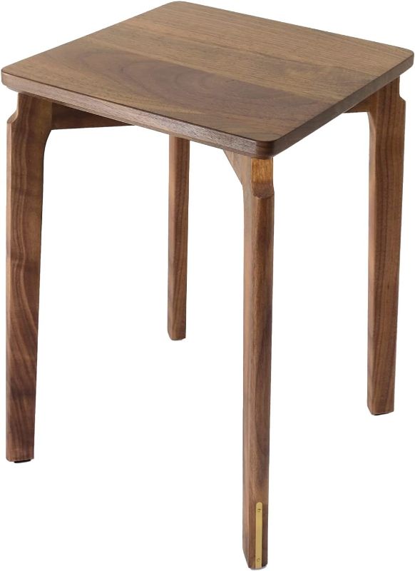 Photo 1 of 18 Inch Modern Style Black Walnut Wooden Stools Backless Chairs Stacking for Living Room, Dining Room, Bedroom
