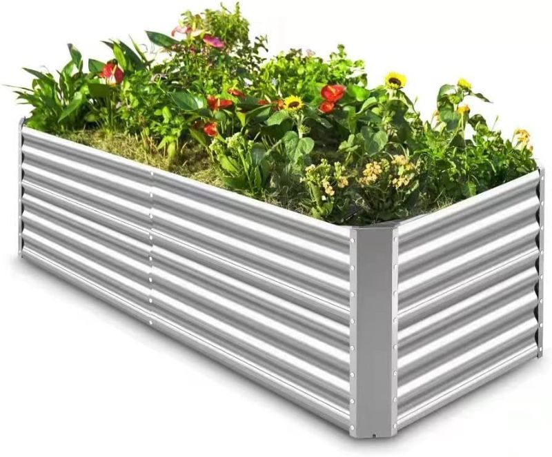 Photo 1 of Land Guard 8×4×2 ft Galvanized Raised Garden Bed Kit for vegetables, Planter Boxes Outdoor, Large Metal
