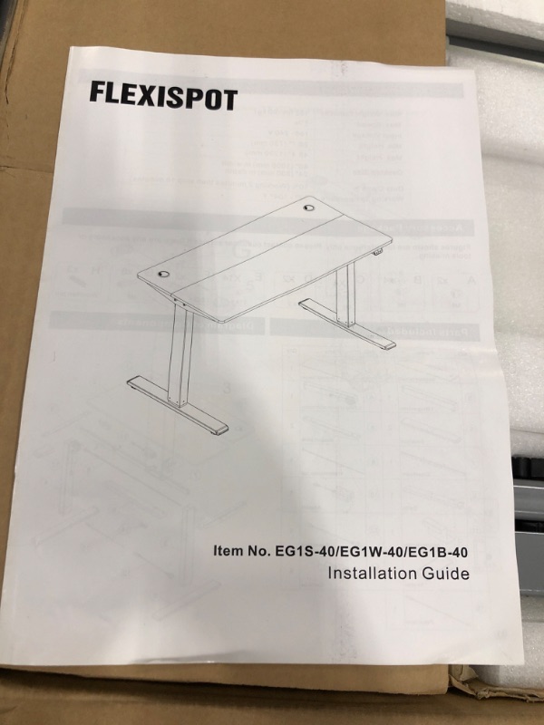 Photo 4 of FLEXISPOT Electric Standing Desk White Whole Piece 48 x 30 Inch Desktop Adjustable Height Desk Home Office Computer Workstation Sit Stand up Desk (White Frame + 48inch White Top, 2 Packages) 48x30"WholePiece White