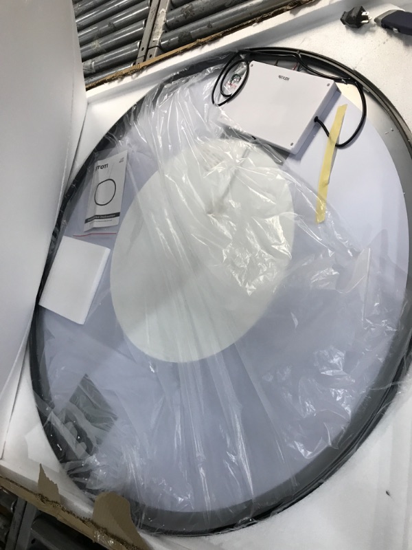 Photo 1 of FTOTI 40 Inch LED Black Frame Round Mirror,Round Bathroom Mirror with Light,Wall Mounted Lighted Vanity Mirror, Anti-Fog & Dimmable Touch Switch, Waterproof IP54,90+ CRI Round 32''