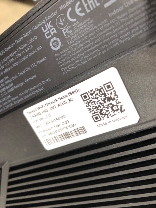 Photo 9 of ASUS ROG Rapture WiFi 6E Gaming Router (GT-AXE16000) - Quad-Band, 6 GHz Ready, Dual 10G Ports, 2.5G WAN Port, AiMesh Support, Triple-Level Game Acceleration, Lifetime Internet Security, Instant Guard AXE16000 | WiFi 6E | 10G Port