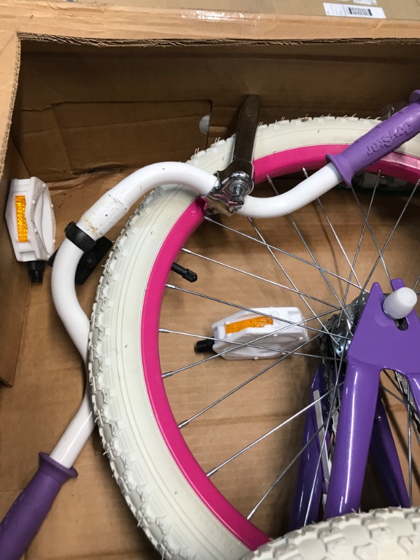 Photo 5 of ***MISSING PARTS***JOYSTAR Petal Girls Bike for Toddlers and Kids, 12 14 16 20 Kids Bike with Basket for Age 2-12 Years Old Girls, Children's Bicycle, Pink Purple Purple 14 Inch With Training Wheels
