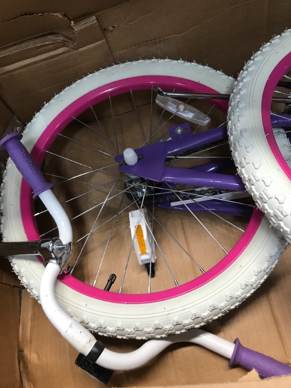 Photo 4 of ***MISSING PARTS***JOYSTAR Petal Girls Bike for Toddlers and Kids, 12 14 16 20 Kids Bike with Basket for Age 2-12 Years Old Girls, Children's Bicycle, Pink Purple Purple 14 Inch With Training Wheels